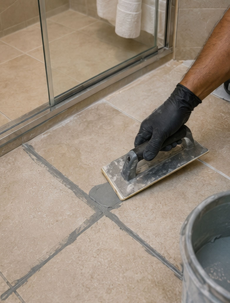 Grout restoration and resealing on a Waikiki shower floor